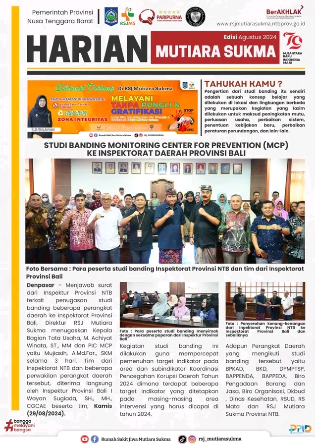 STUDI BANDING MONITORING CENTER FOR PREVENTION ( MCP ) KE INSPEKTORAT DAERAH PROVINSI BALI